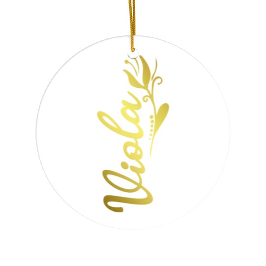 Viola Name Faux Gold Tulip Flourish Ceramic Ornaments