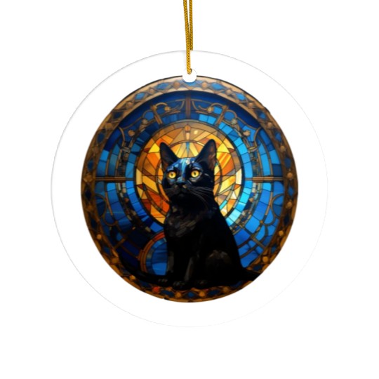 Bombay cat in stained glass Ceramic Ornaments