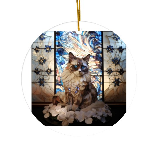 Ragdoll cat in stained glass Ceramic Ornaments