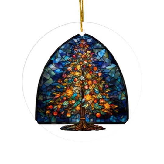 Stained Glass Christmas Tree Ceramic Ornaments