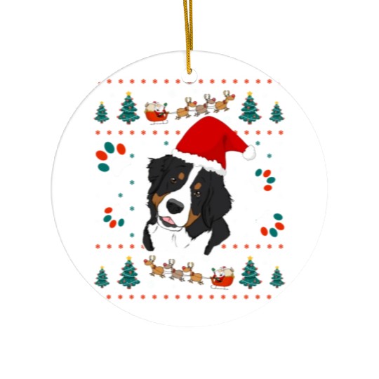 Merry Woofmas Bernese Mountain Dog Ceramic Ornaments