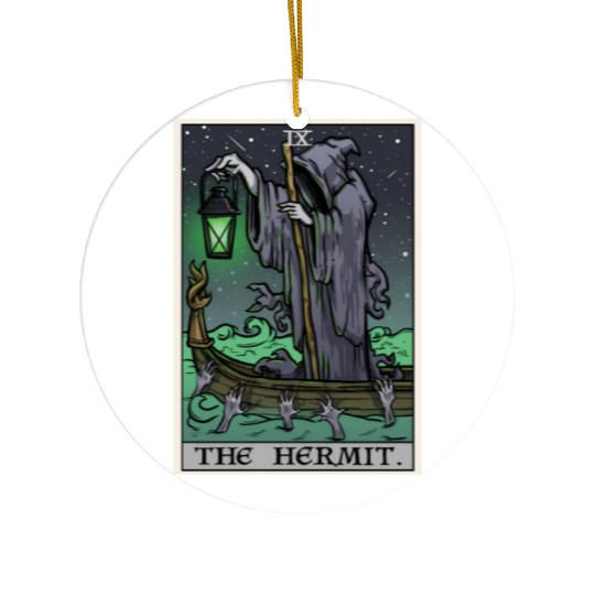 The Hermit Tarot Card Gothic Halloween Grim Reaper Ceramic Ornaments