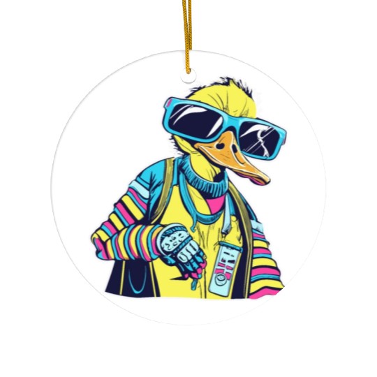 Punk Duck Duckling Punk Rocker Ceramic Ornaments