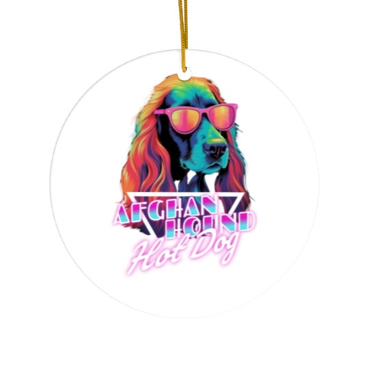 Retro Wave Afghan Hound Hot Dog Ceramic Ornaments