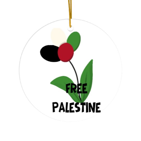 Free Palestine,Flag-colored rose ,watermelon color Ceramic Ornaments