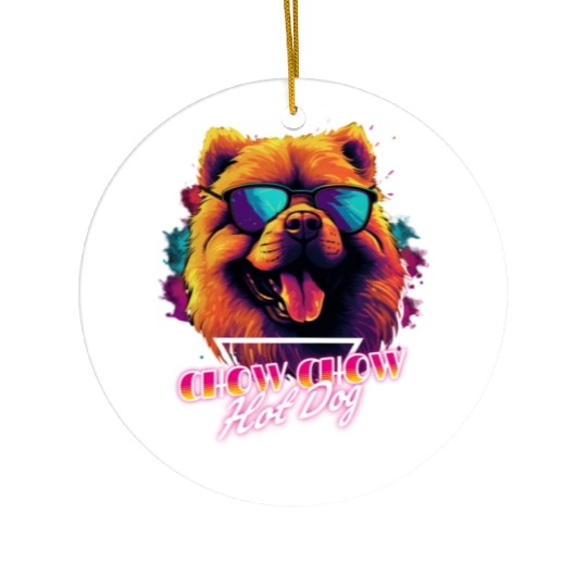Retro Wave Chow Chow Hot Dog Ceramic Ornaments