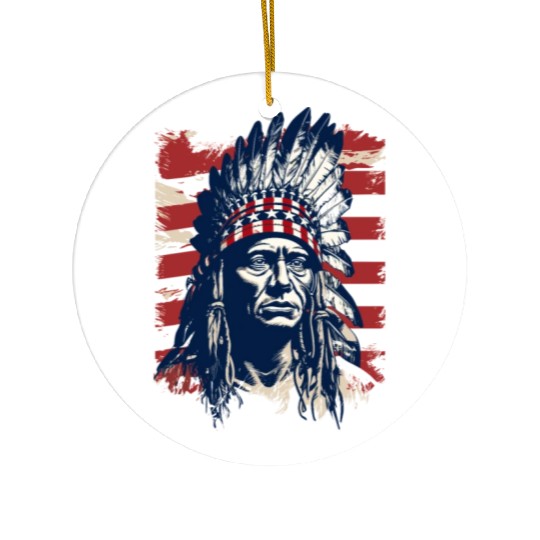 Indian Native American Chief Feather Headdress Ceramic Ornaments