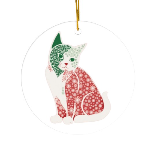 Christmas snowflake cat v2 Ceramic Ornaments