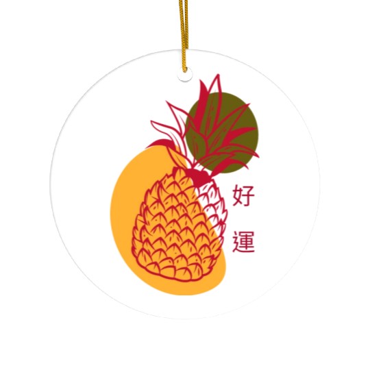 Chinese New Year Lucky Red Pineapple Ceramic Ornaments