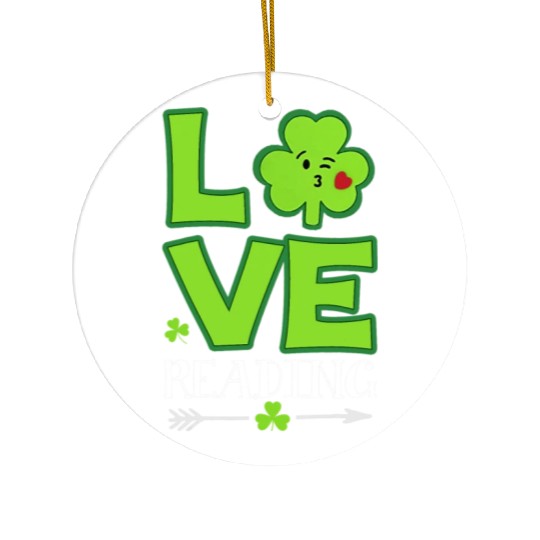 Love Shamrock Reading Teacher Funny St Patricks Da Ceramic Ornaments