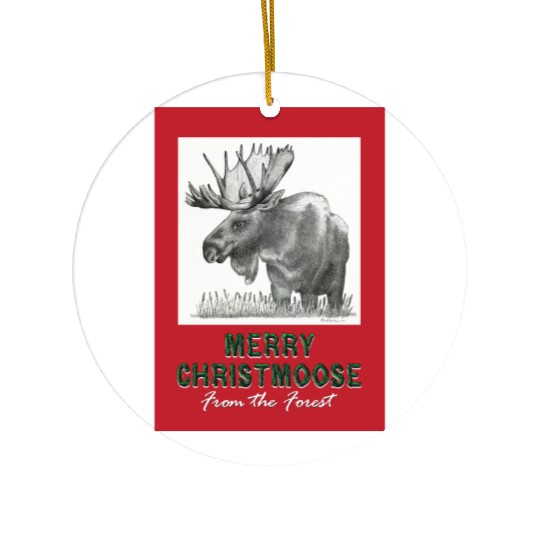 XMAS Card MOOSE Ceramic Ornaments