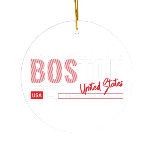 Boston Massachusetts Authentic Casual Denim Wear Ceramic Ornaments