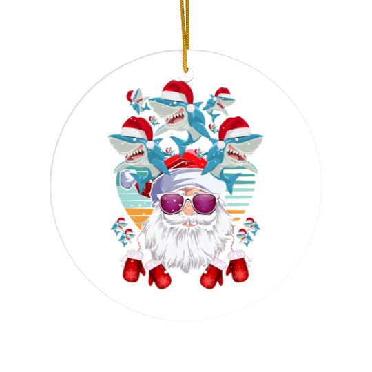 Santa Claus Shark Christmas Ceramic Ornaments