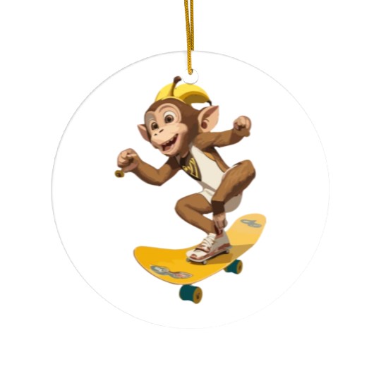 Chimp On Skateboard For Chimp Lovers. Ceramic Ornaments