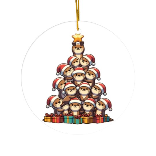 Otter Christmas Tree Merry Christmas Ceramic Ornaments