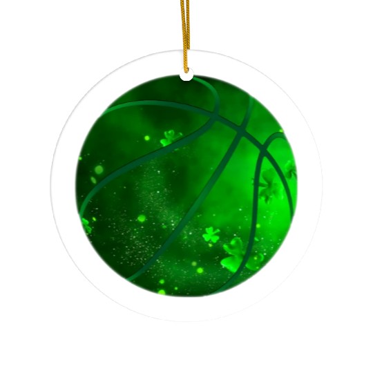 Basketball Shamrock Lucky Clover Irish St Patrick Ceramic Ornaments