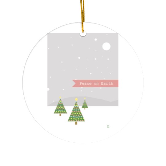 Peace On Earth Christmas Trees Falling Snow Winter Ceramic Ornaments