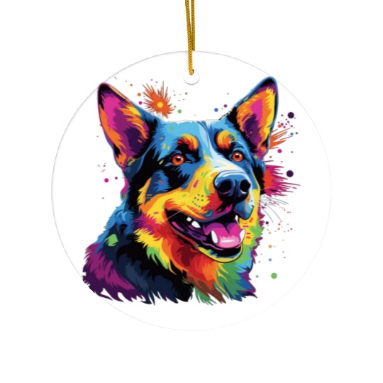 Watercolor Colorful Australian Cattle Dog Ceramic Ornaments