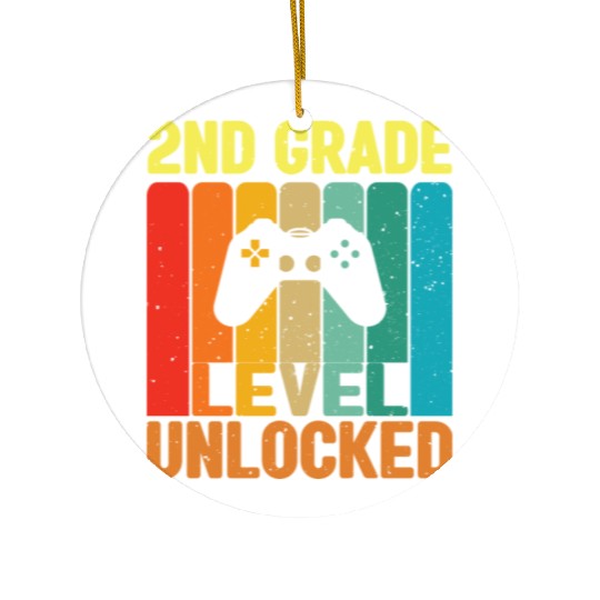 2nd Grade Level Unlocked Video Game Back to School Ceramic Ornaments