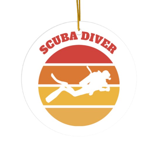Sunset Dive Silhouette Ceramic Ornaments