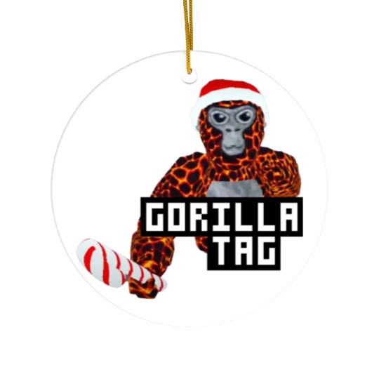 Gorilla Tag Santa Monkey Candy Cane Gorilla Ceramic Ornaments