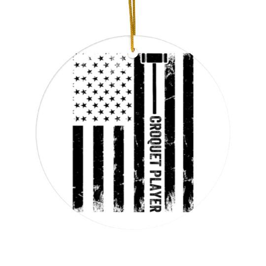 Croquet Player US Flag Croquet Player Ceramic Ornaments