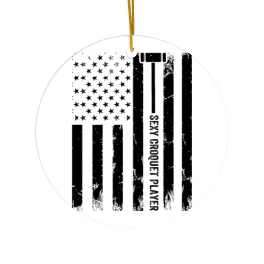 Croquet US Flag Sexy Croquet Player Ceramic Ornaments