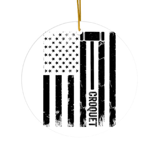 Croquet US Flag Croquet Player Ceramic Ornaments