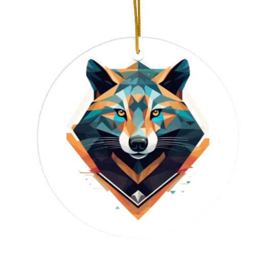animal Low-Poly fox art Rules Ceramic Ornaments