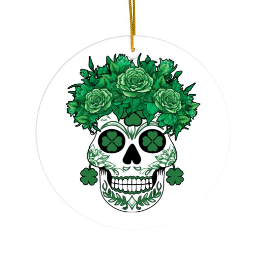 Cool Los Muertos Shamrock Saint Patrick's Day Ceramic Ornaments