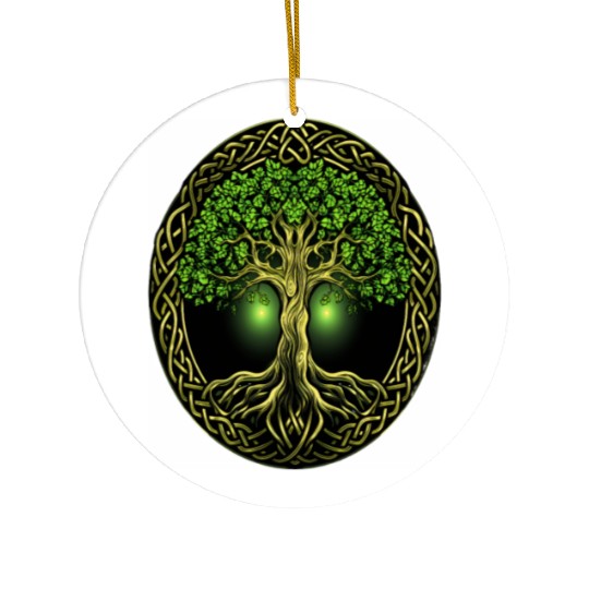 St Patricks Day Celtic Knot Tree Irish Gaelic Ceramic Ornaments