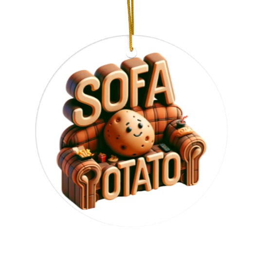 Couch Potato Humor 3D Illustration Ceramic Ornaments