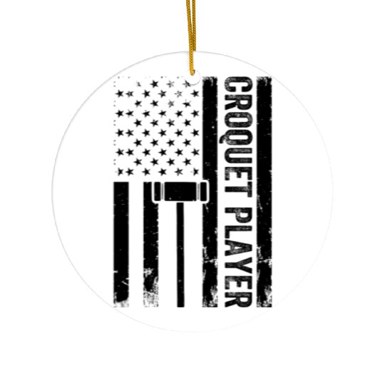 Croquet US Flag Croquet Player Ceramic Ornaments