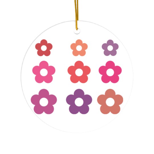 Large and small pink multi-colored flowers Ceramic Ornaments