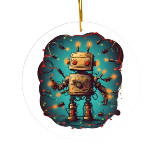 Tangled Techmas Bot Ceramic Ornaments