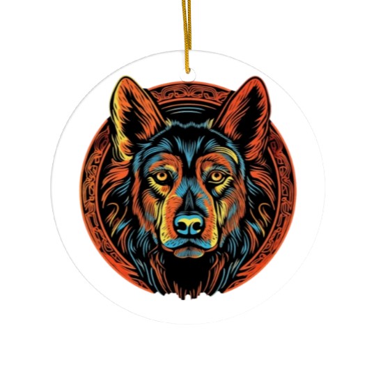 German Shepherd Funny Dog Street Art Comic Pet Ceramic Ornaments