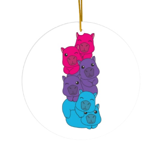 Androgynous Flag Pride Lgbtq Cute Capybara Ceramic Ornaments