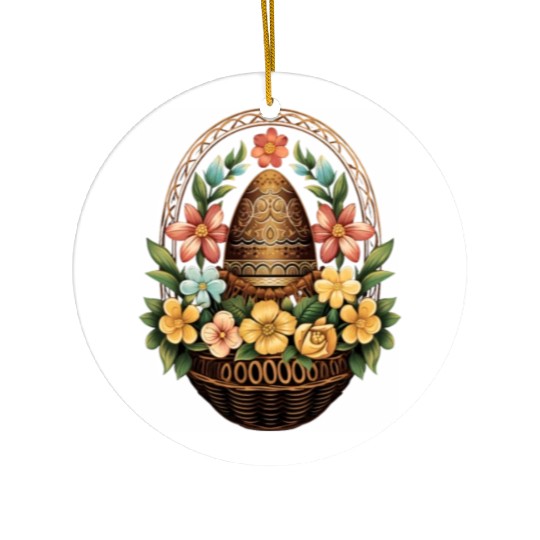Easter Day Easter Egg Basket Mandala Art Egg Hunt Ceramic Ornaments