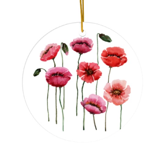 Poppies, spring bloomers, summer, flower, vintage. Ceramic Ornaments