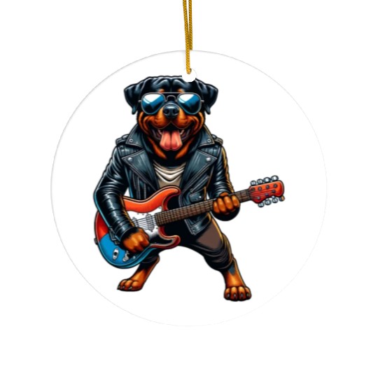 Rottweiler dog guitar design Ceramic Ornaments