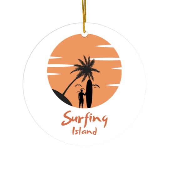 Surfing Island Ceramic Ornaments