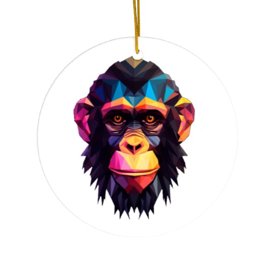 Geometric Style Chimpanzee Ceramic Ornaments