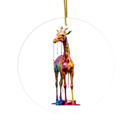 Rainbow Colored Giraffe Ceramic Ornaments