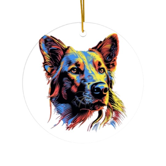 German Shepherd Funny Dog Street Art Comic Pet Ceramic Ornaments