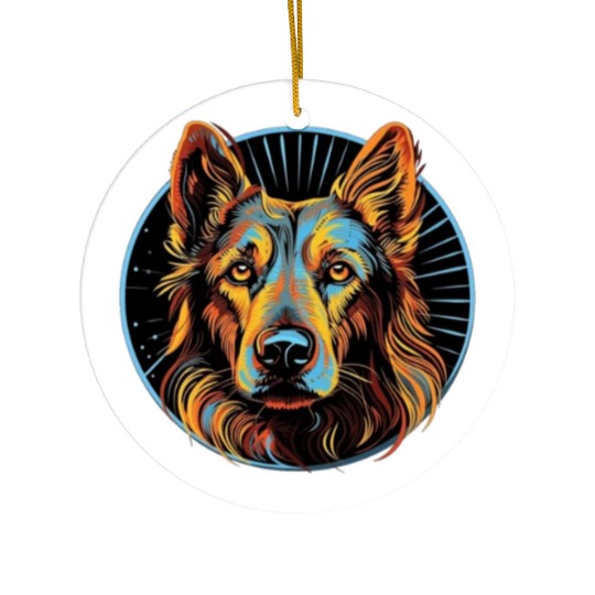 German Shepherd Funny Dog Street Art Comic Pet Ceramic Ornaments