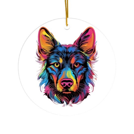 German Shepherd Funny Dog Street Art Comic Pet Ceramic Ornaments