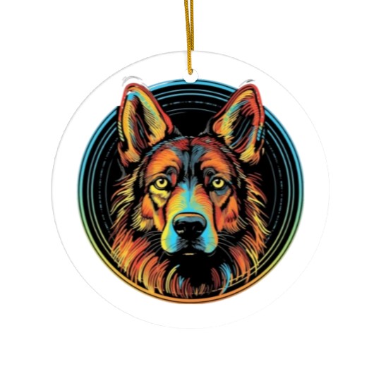 German Shepherd Funny Dog Street Art Comic Pet Ceramic Ornaments