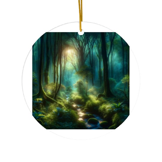 Twilight Enchantment A Mystical Forest Scene Ceramic Ornaments