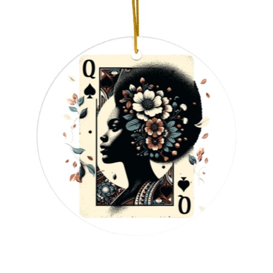Black Queen Poker Tarot Card African American Ceramic Ornaments