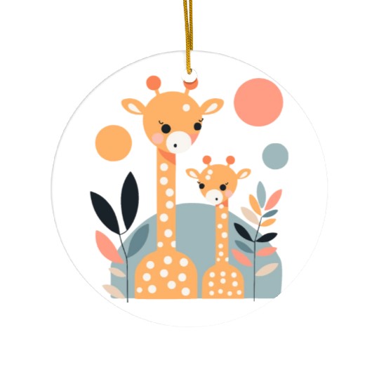 Giraffe Family Ceramic Ornaments